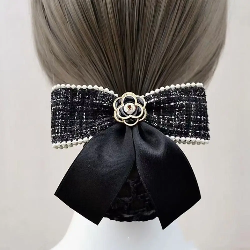 Clip Pearl Flower Airline Stewardess Headwear Hairgrips Cover Net Women Spring Clips Professional Headdress Korean Bun Snood