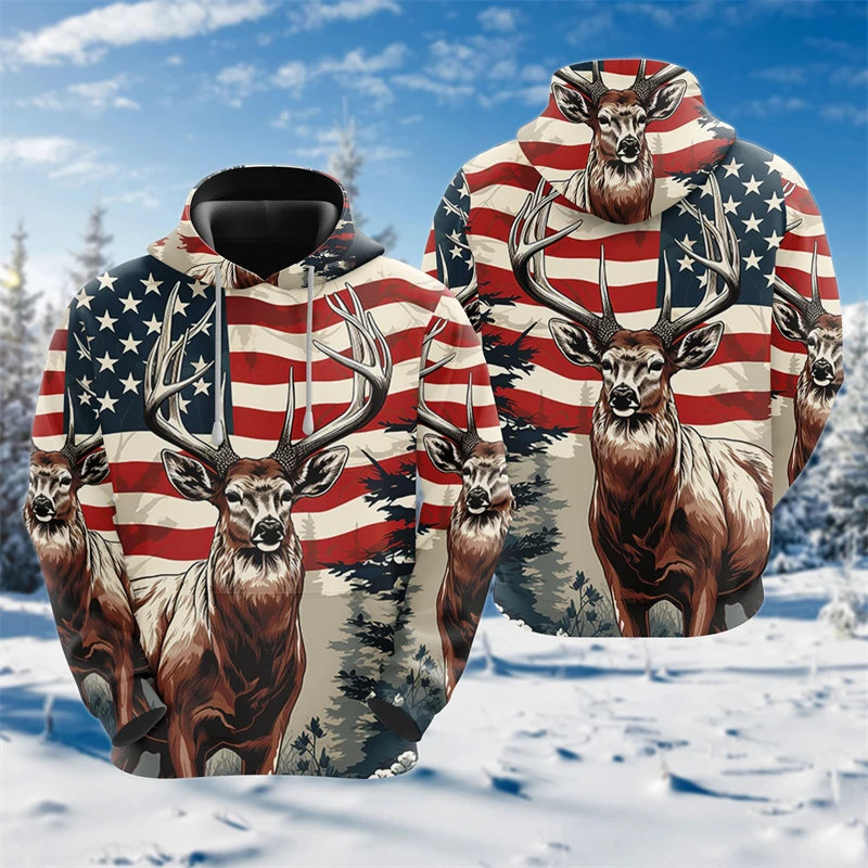 Deer Hunting 3D Printed Hoodie For Men Clothes Hunt Camouflage Graphic Sweatshirts Casual Wild Animal Camo Pullovers Kids Tops
