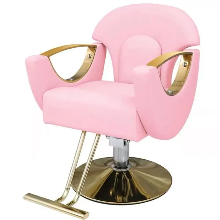 New Beauty Hair Salon Furniture Pink Styling Chair Reclining Hairdressing Barber Chairs