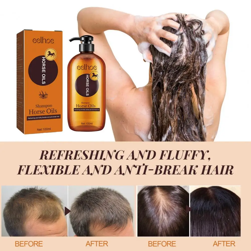 Horse Oil Shampoo for Hair Loss 100ml Horse Oil Nourishing Shampoo Safe Healthy Hair Loss Solution Unisex Moisturizing Hair Care