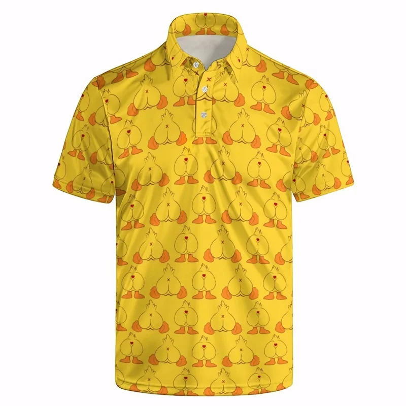 Funny Duck Shark 3d Print Polo Shirt For Men Summer Quick-Dry Tees Street Lapel Tshirts Short Sleeve Tops Button Tee Shirt
