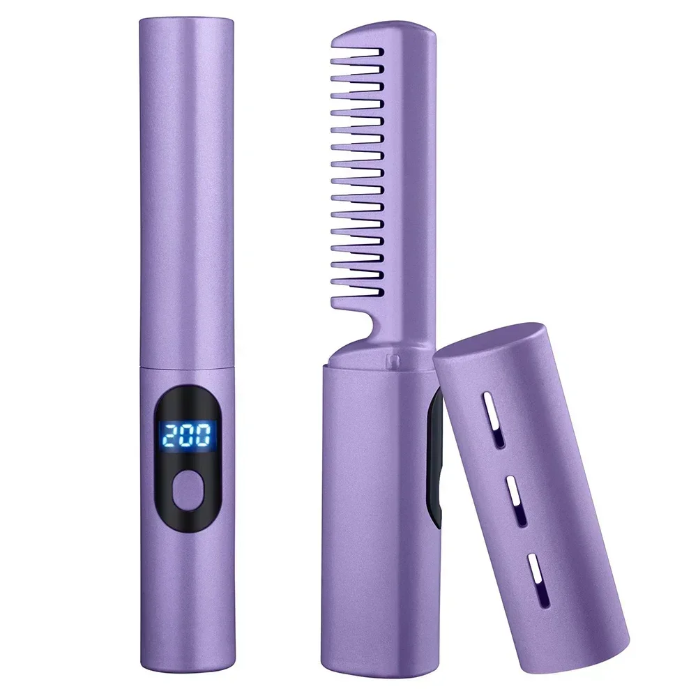 2 In 1 Lazy Straightener Hair Hot Comb Portable Mini USB Rechargeable Hair Straightener Fast Heating Hair Styling Tools ???