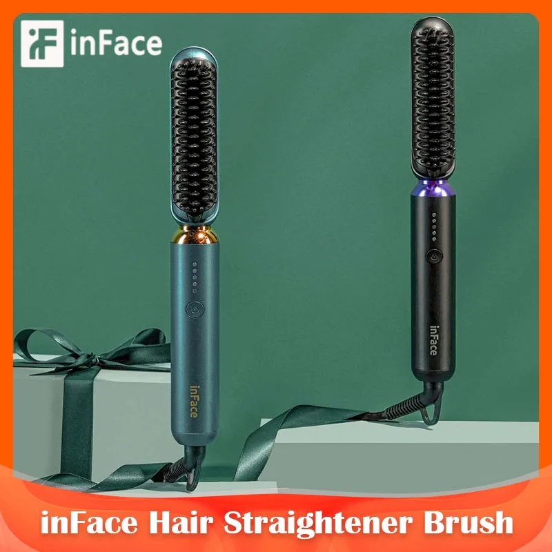 InFace Hair Straightening Brush Professional Electric Dryer and Straightener Curling Iron Brush Curler Smart Hot Comb Styler