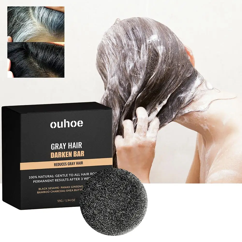 NEW Hair Darkening Soap Shampoo Bar Fast Effective White Body Color Hair Gray Natural Conditioner Organic Dye Repair Soap B C5N6