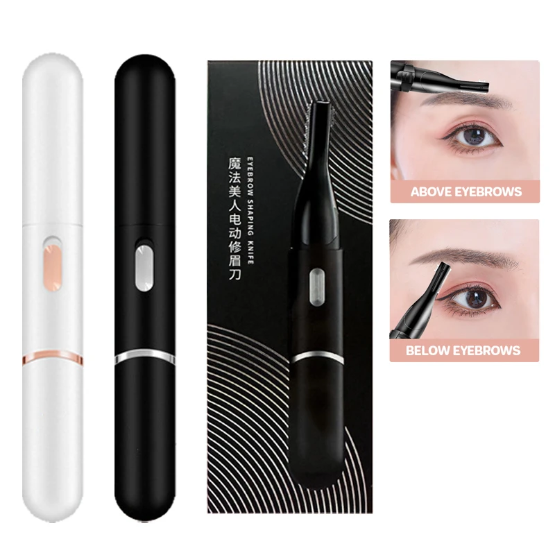 Eyebrow Facial Hair Trimmer Detailer with Rinseable Blade Battery Powered Double Size Safe Painless Shaver for Chin Peach Fuzz