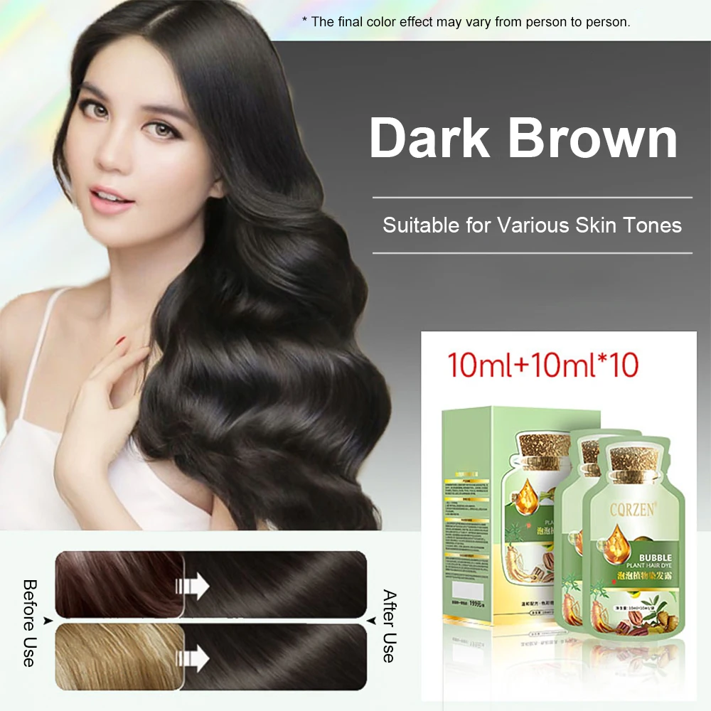 Hair Dye Shampoo Natural Plant Bubble Hair Dye Long-lasting Hair Color Convenient Effective Hair Coloring Shampoo In 10 Minu