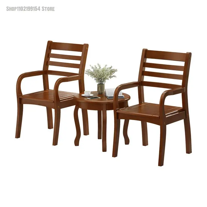 Real Wood The Balcony Chairs Three-piece Suit Small Tea Table Household Table Furniture Sofa Leisure Chair Tea Table