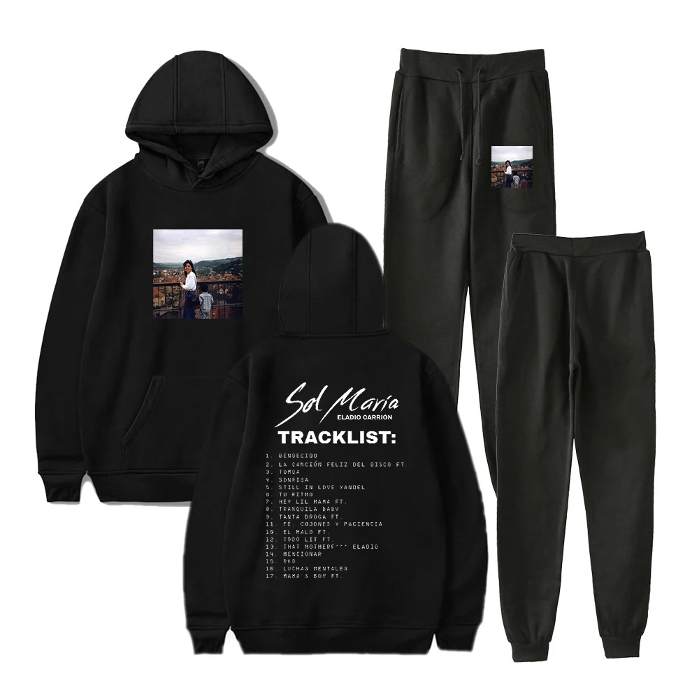 Eladio Carrion Sol Maria Album 2024 Tour Hoodie Jogger Pants Two Piece Set Sweatshirts+Sweatpants Women Men's Set