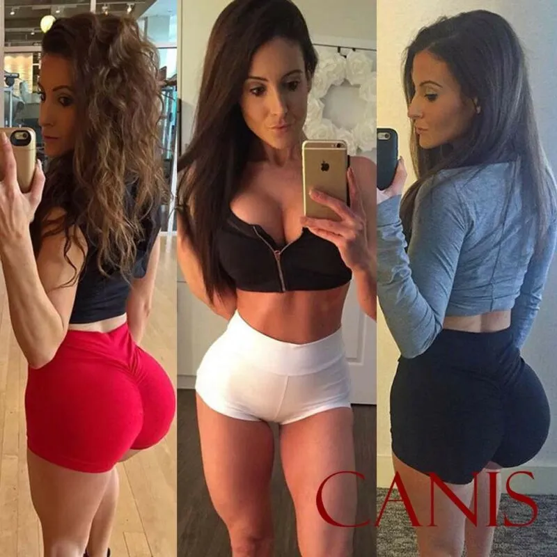 Hot Summer Women's Shorts Polyester High Waist Skinny Elastic Shorts Jogging Shorts Beach Gymwear Fitness Black White Red