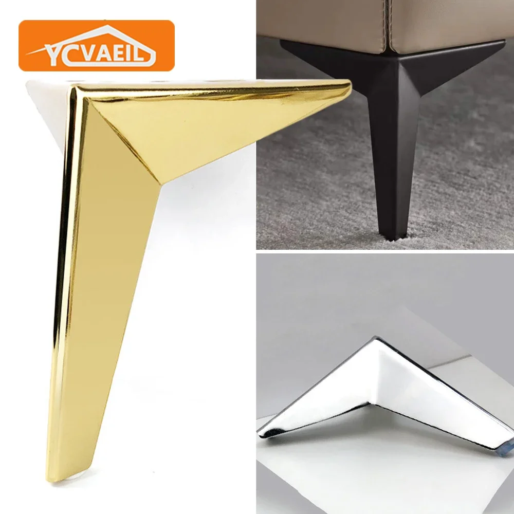 4Pcs Metal Furniture Table Legs for Sofa Chair Bed Dresser TV Cabinet Feet Black Gold Height 10/13/15/17cm Furniture Hardware